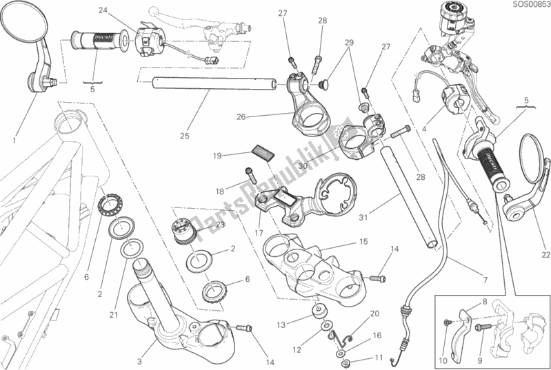 All parts for the Handlebar And Controls of the Ducati Scrambler Cafe Racer USA 803 2017